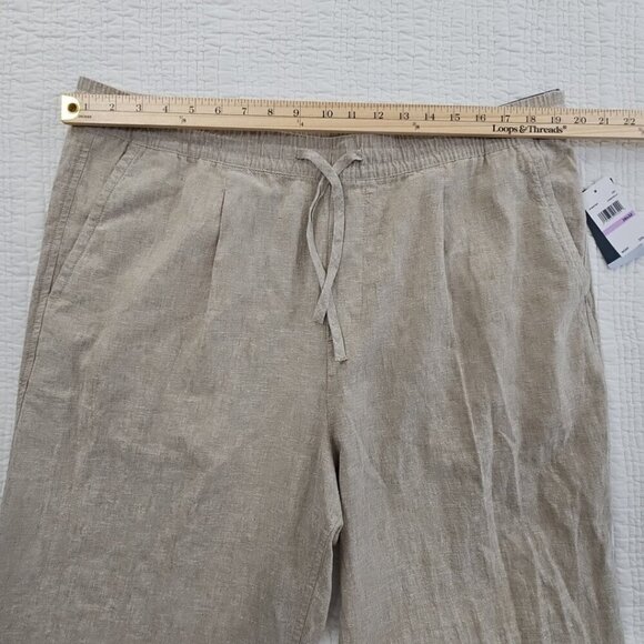 NEW Perry Ellis Linen Blend Pullup Drawstring Pants Men's 38x32 Tan NWT Resort - Picture 3 of 15